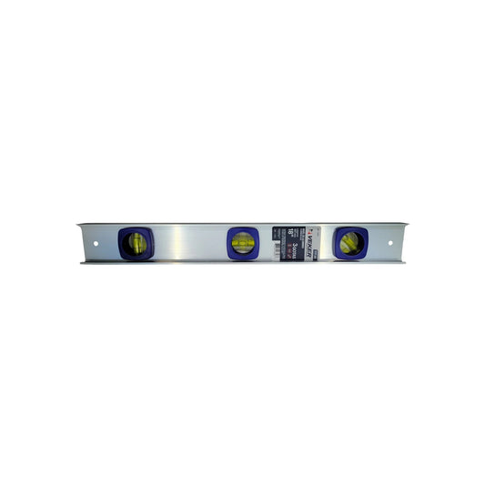Nivel de burbuja Veker de aluminio de 18 pulgadas con 3 gotas, color plateado y azul.