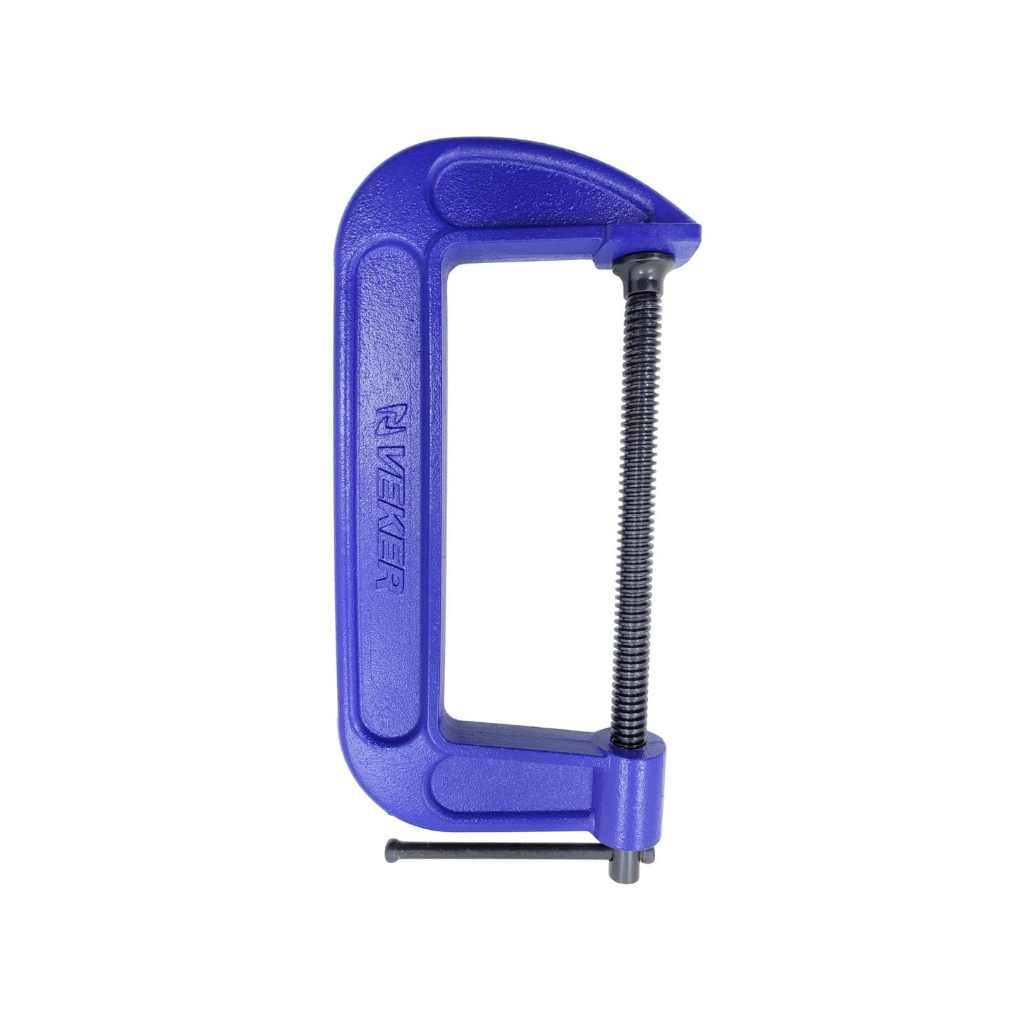 Prensa en C Veker azul, herramienta de sujeción metálica robusta con tornillo ajustable para carpintería y taller.