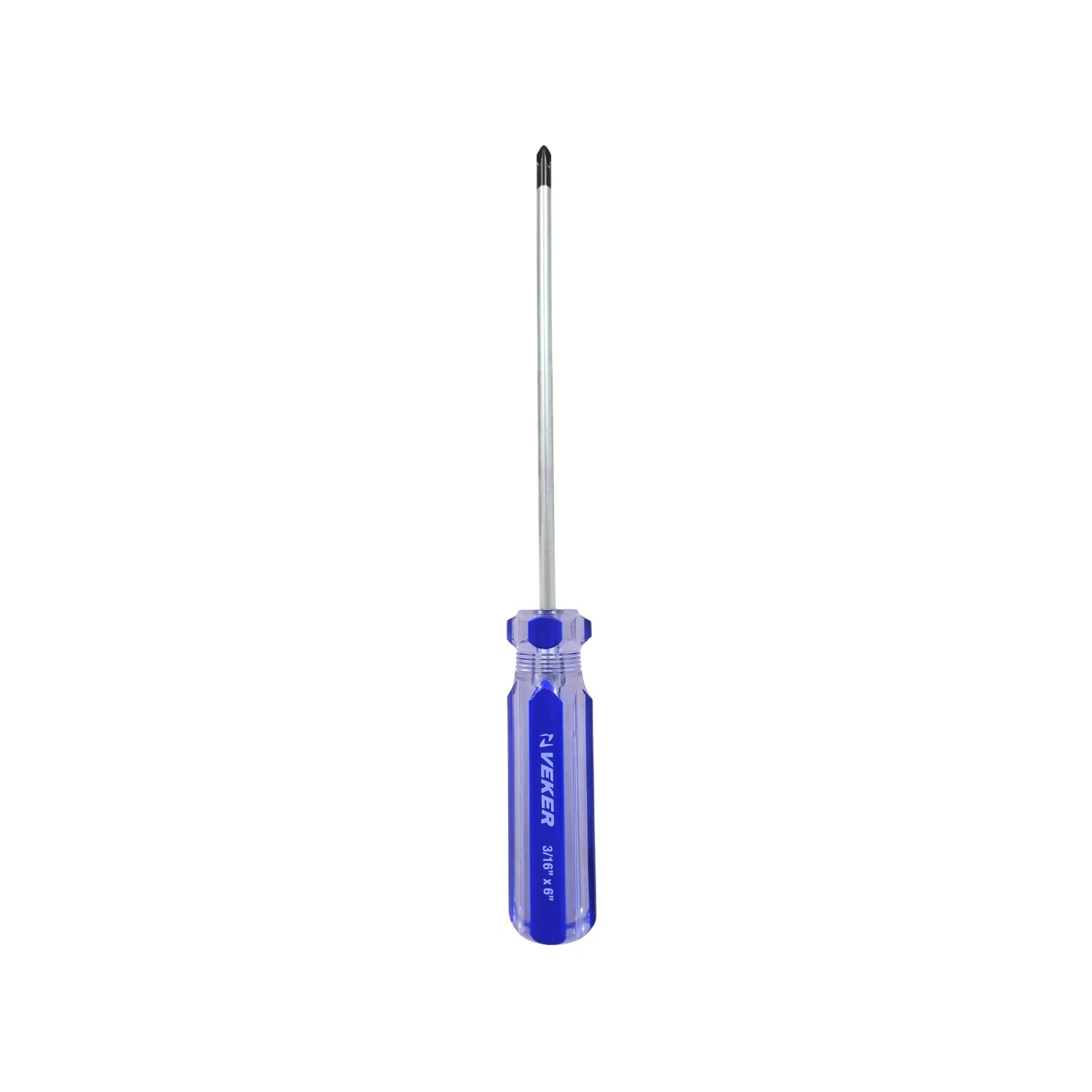 Desarmador de cruz Phillips VEKER 3/16"x6" con mango azul transparente