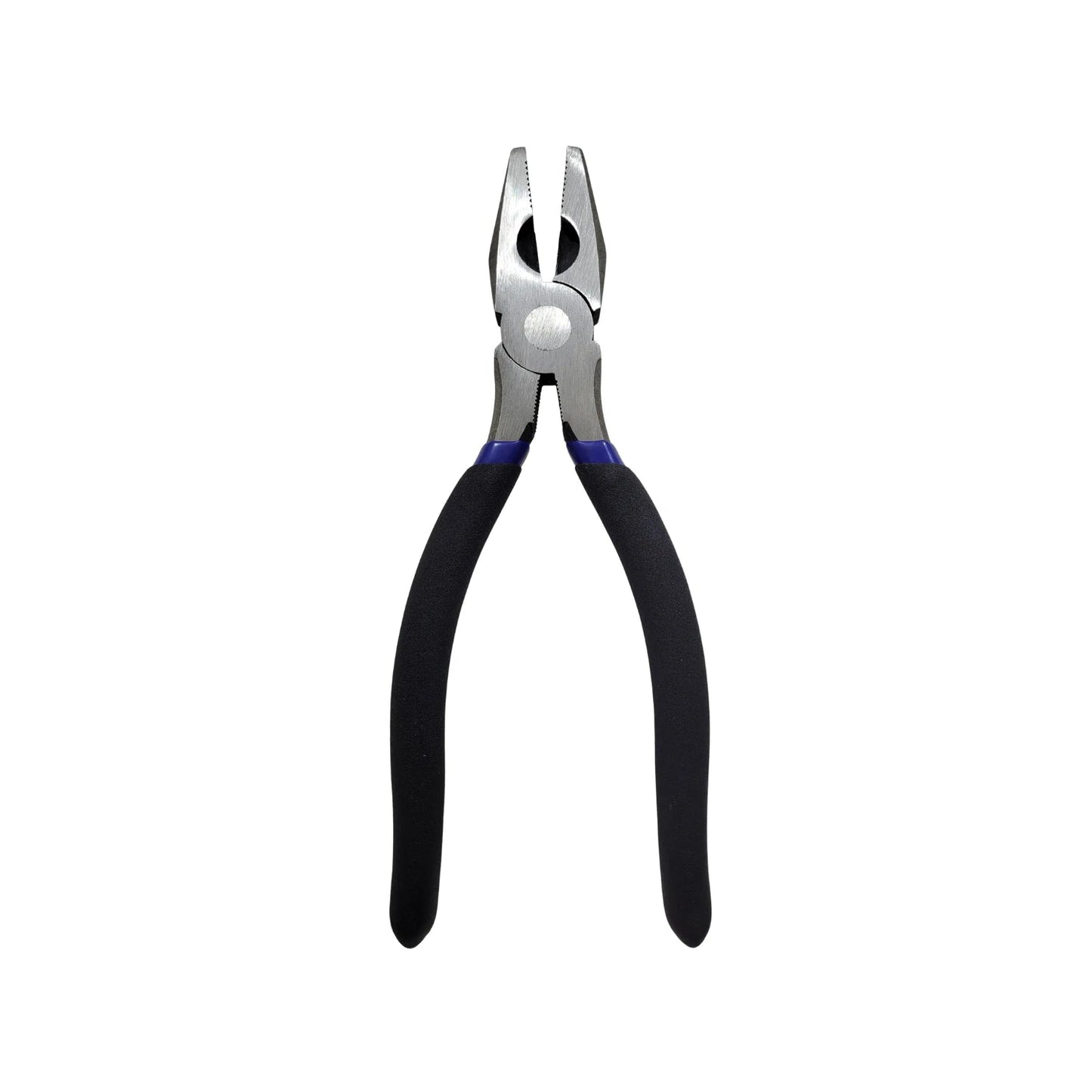 Pinza de electricista 8 pulgadas, mordazas dentadas, mango ergonómico negro y azul