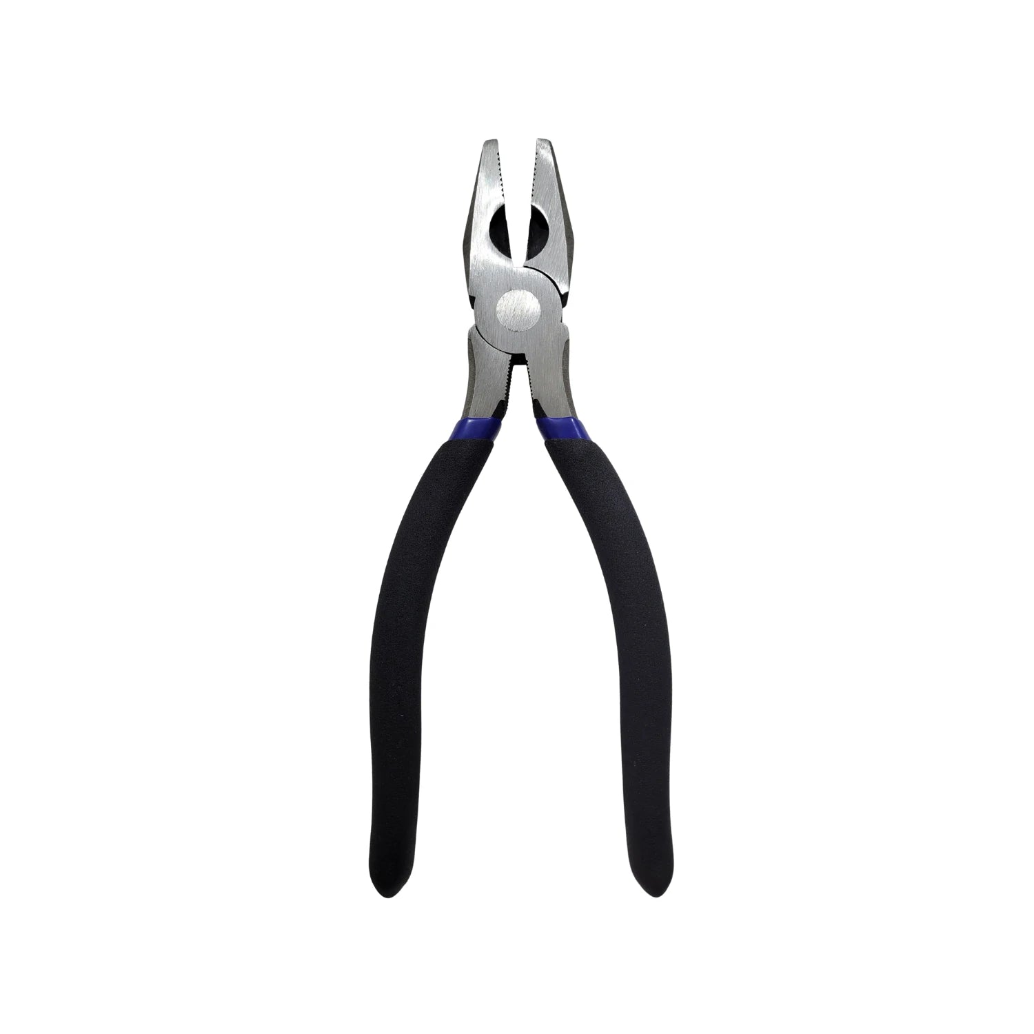 Pinza de electricista 8 pulgadas, mordazas dentadas, mango ergonómico negro y azul