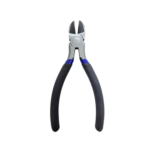 Pinza de corte diagonal 6 pulgadas con mangos ergonómicos negros y azules
