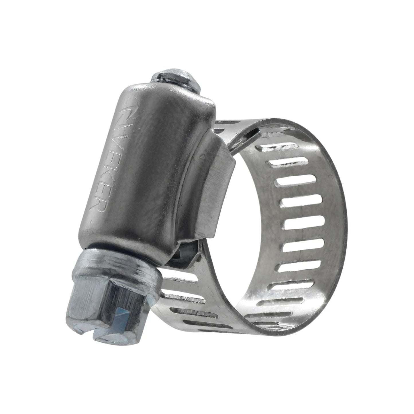 Abrazadera sin fin Veker #6 3/4 pulg. de acero para manguera, con tornillo ajustable, metálica.