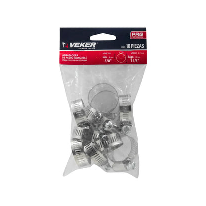 Abrazadera sin fin #12 1 1/4" 10 piezas Veker 12589