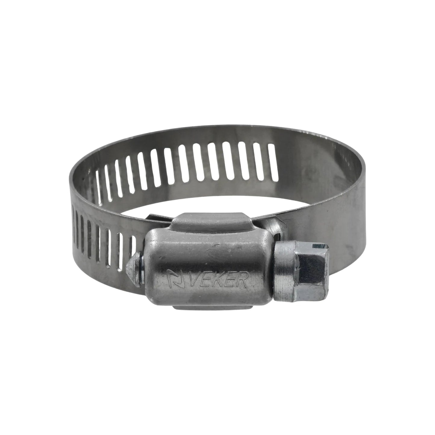 Abrazadera Veker de acero inoxidable con tornillo sin fin para mangueras 1 3/4 pulgadas
