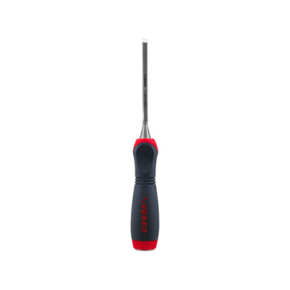 Formón Veker 1/4" (6.3mm) de carpintero con mango ergonómico comfort rojo y gris, hoja de acero.