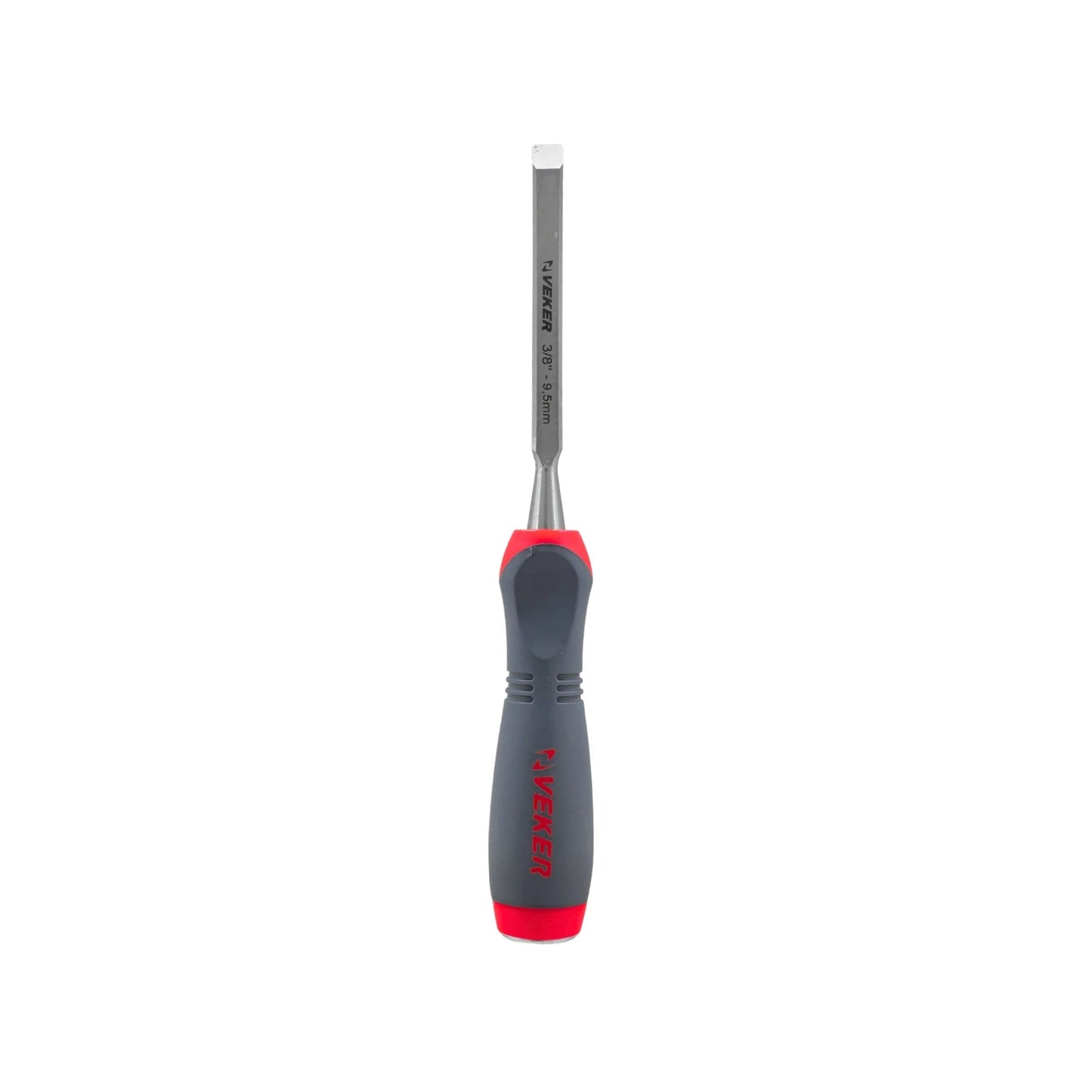Formón Veker 3/8 (9.5mm) para madera, mango ergonómico comfort gris y rojo