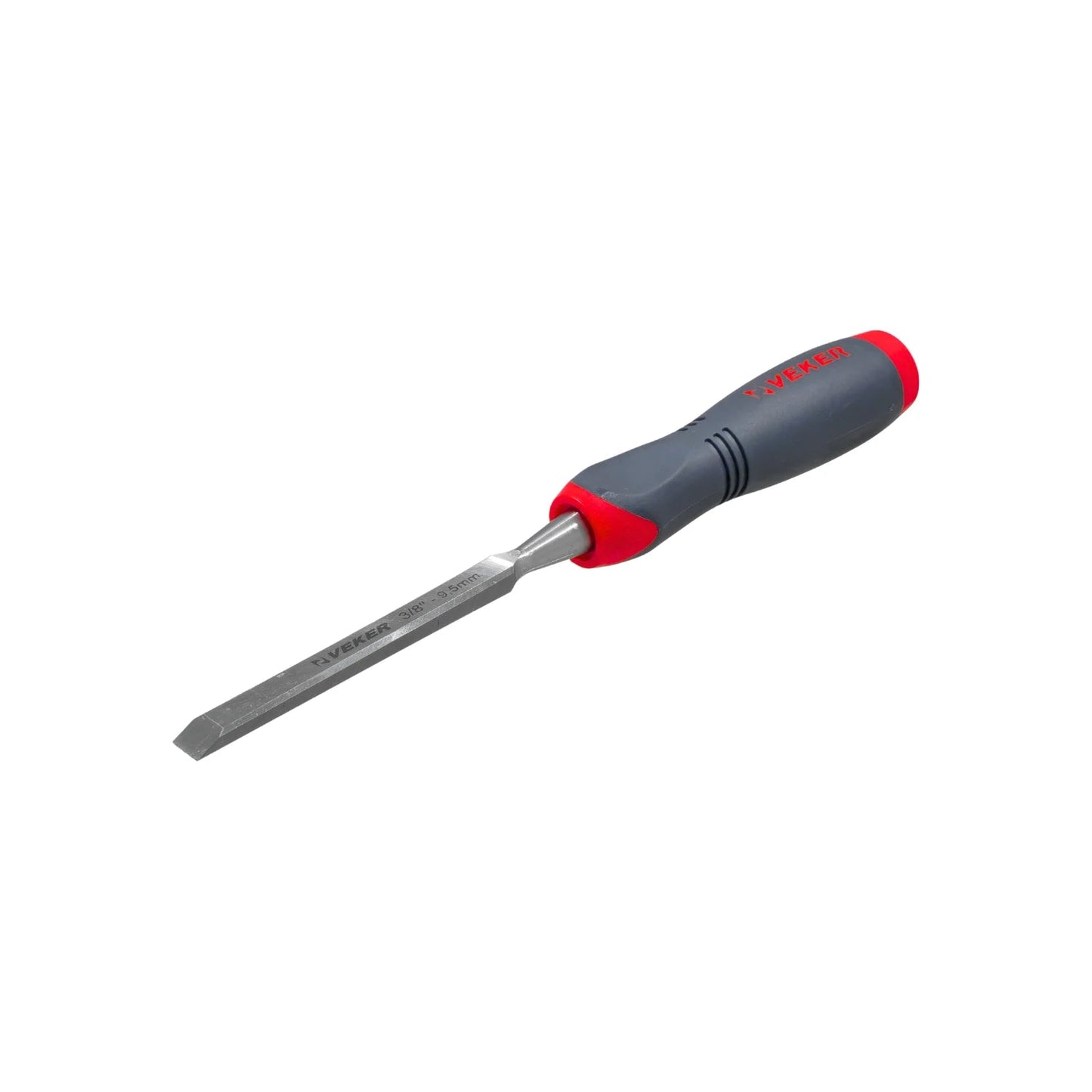 Formón Veker 3/8" (9.5mm) para madera con mango comfort ergonómico gris y rojo