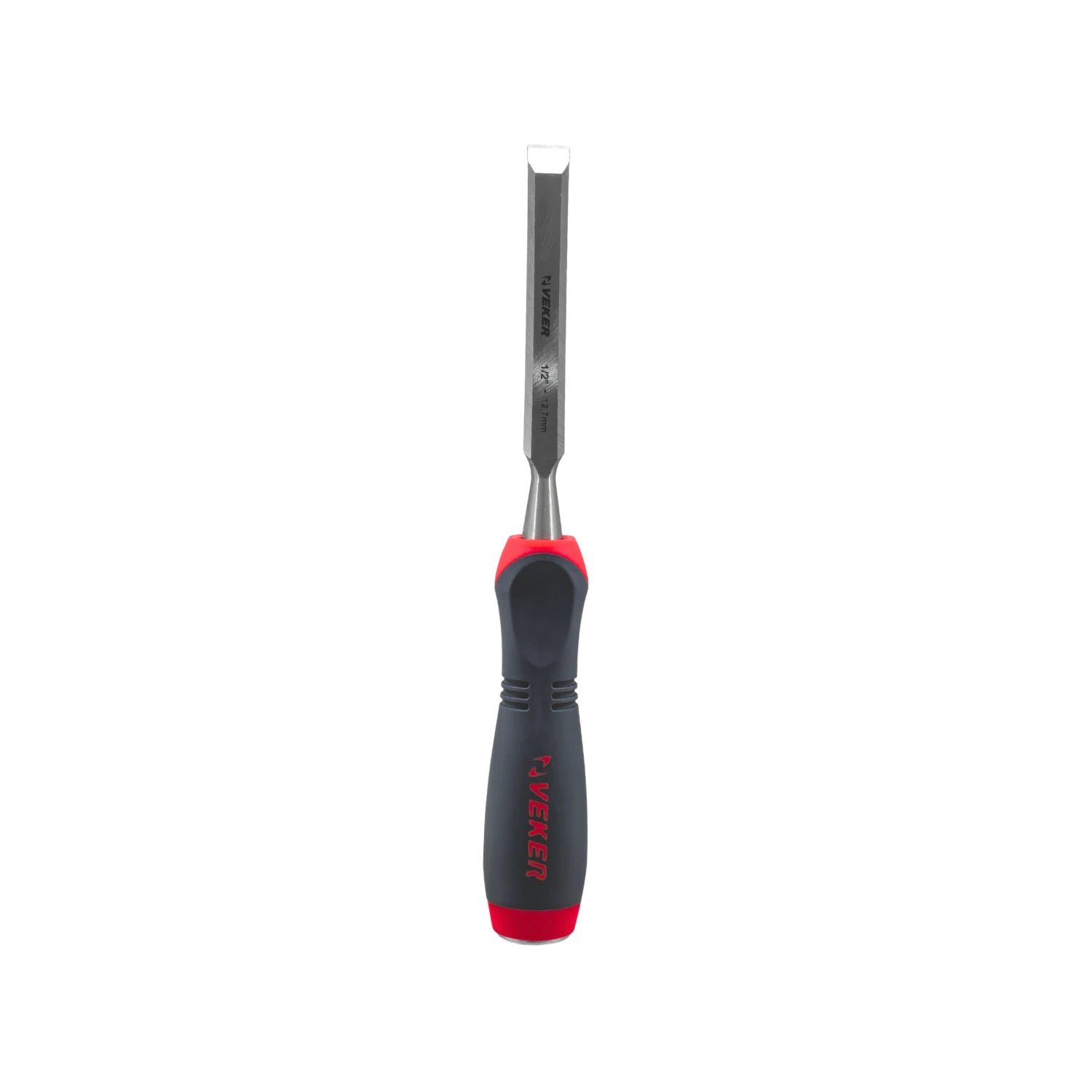 Formón Veker 1/2 pulgada (12.7mm) para madera, con mango ergonómico Comfort negro y rojo