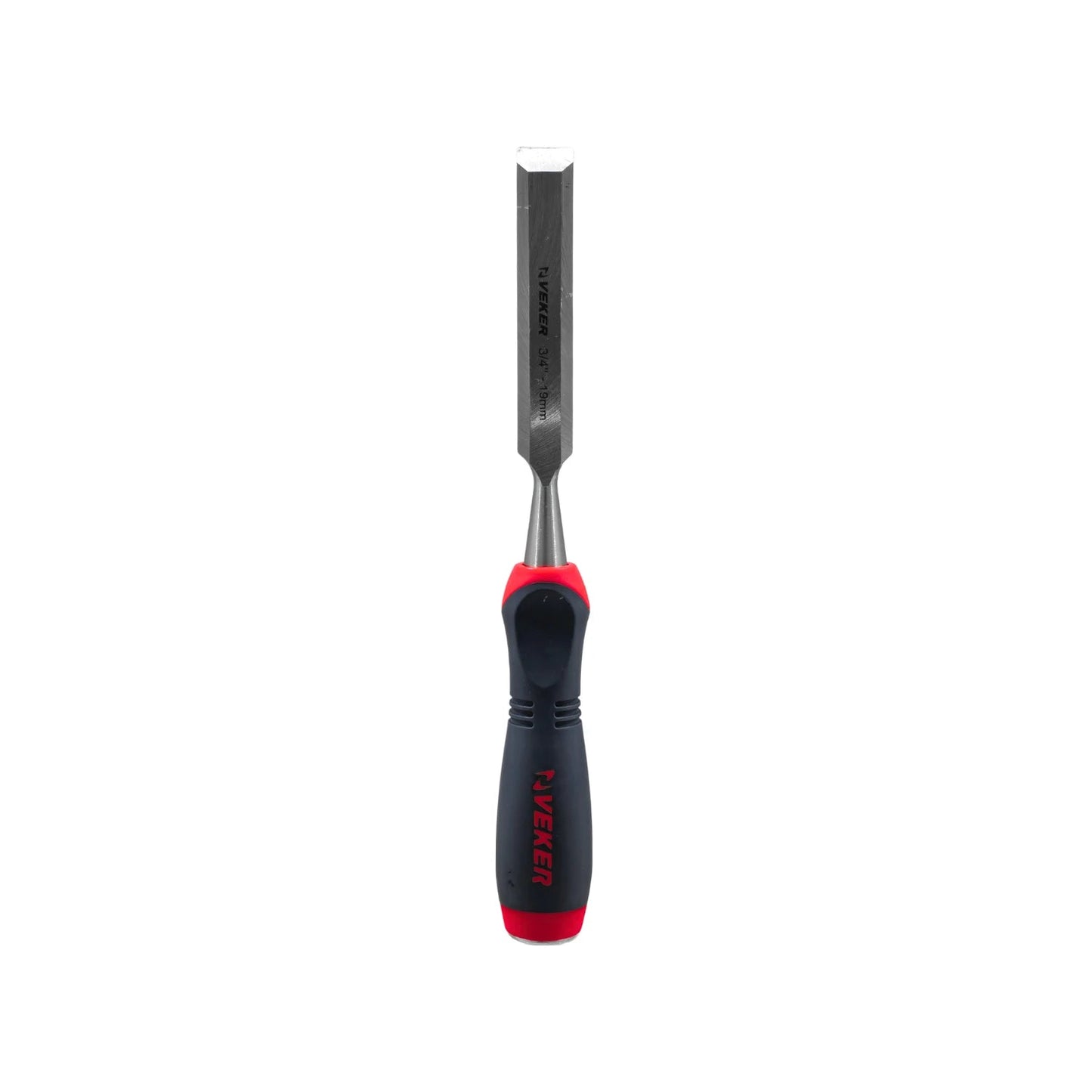 Formón Veker 3/4" (19mm) para madera, mango comfort ergonómico negro con rojo, herramienta de carpintería profesional