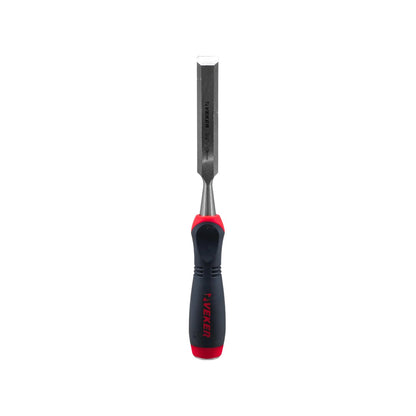 Formón Veker 3/4" (19mm) para madera, mango comfort ergonómico negro con rojo, herramienta de carpintería profesional
