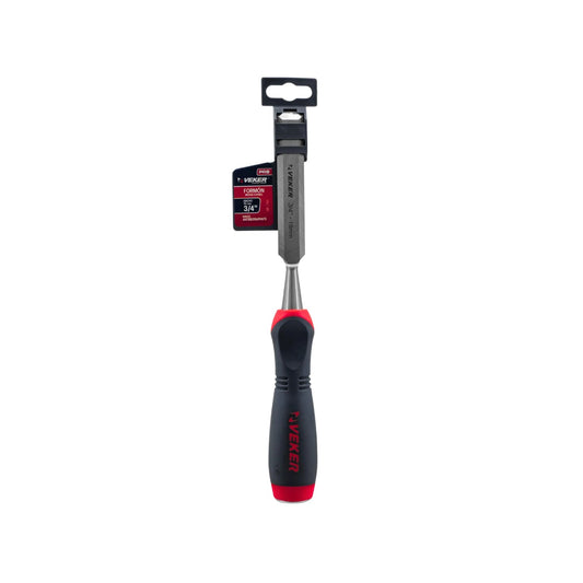 Formón Veker 3/4 pulgada (19mm) para madera, mango comfort antiderrapante negro y rojo
