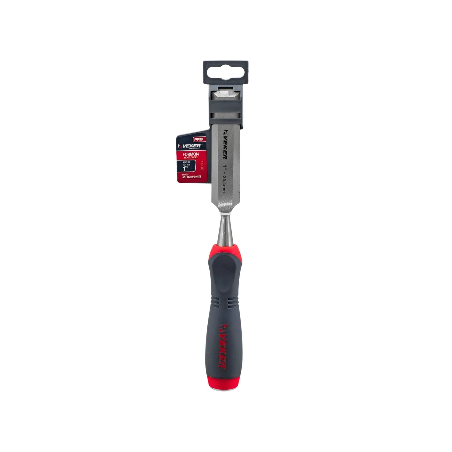 Cincel para madera Veker 1 pulgada (25.4mm) PRO, mango comfort ergonómico rojo/negro antideslizante