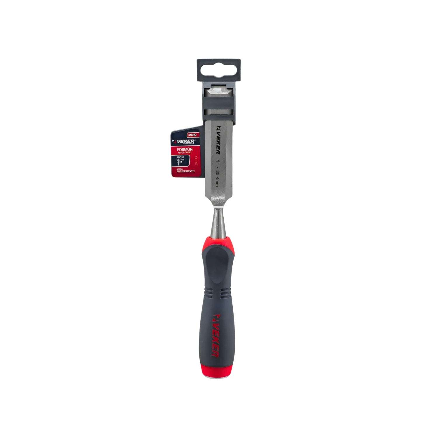 Cincel para madera Veker 1 pulgada (25.4mm) PRO, mango comfort ergonómico rojo/negro antideslizante