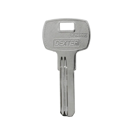 Llave virgen Dexter DEX-T09D metálica color plata para duplicado de cerraduras de alta seguridad y cerrajería.