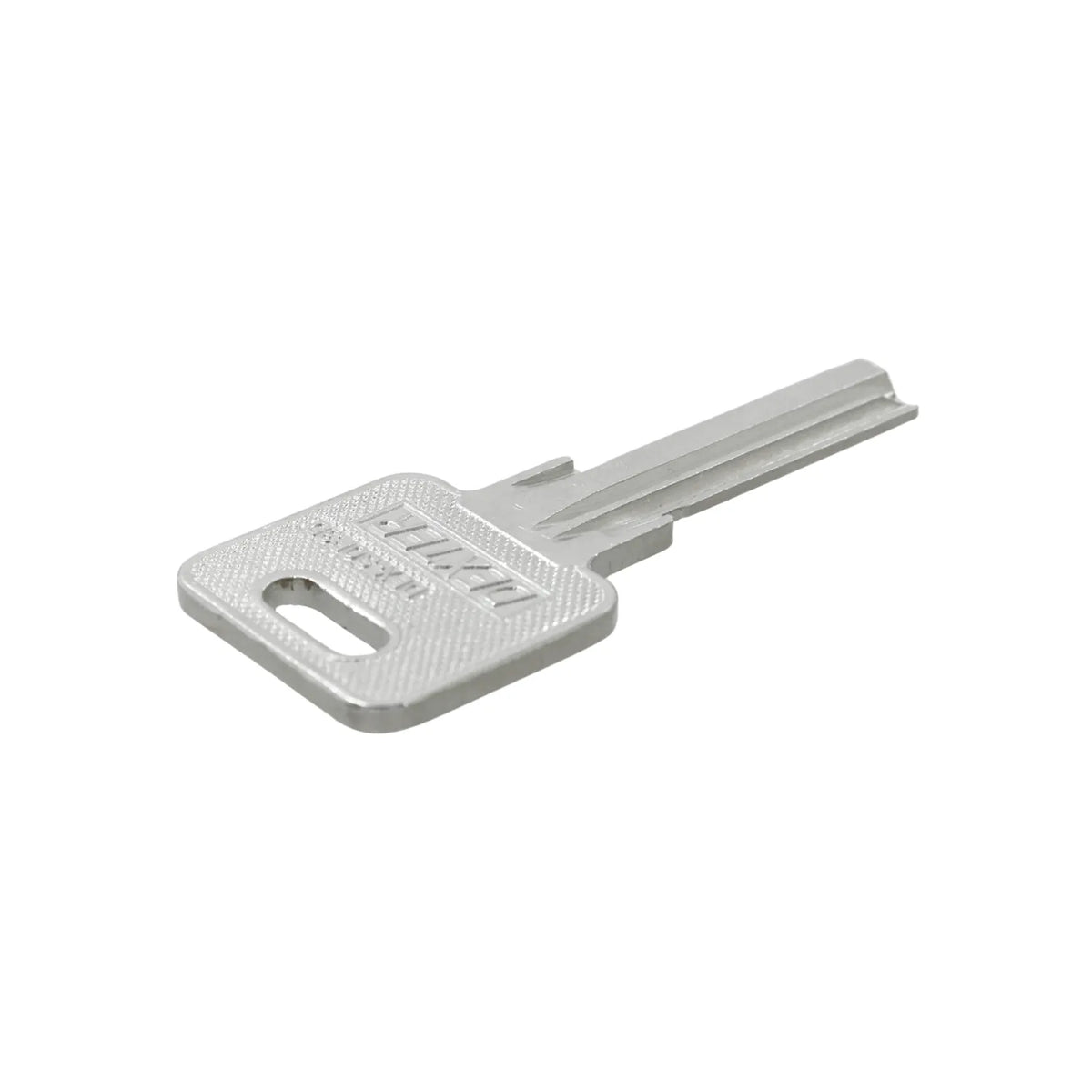 Llave virgen marca Dexter metálica color plata para duplicados de cerradura con cabeza rectangular texturizada