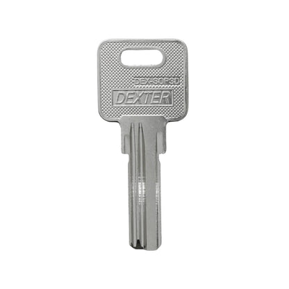 Llave de seguridad Dexter DEX-SOP3D color plata para duplicado de cerraduras de alta precisión.