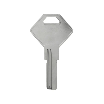 Llave metálica plateada para candados con cabeza poligonal para copias y repuestos de cerrajería.