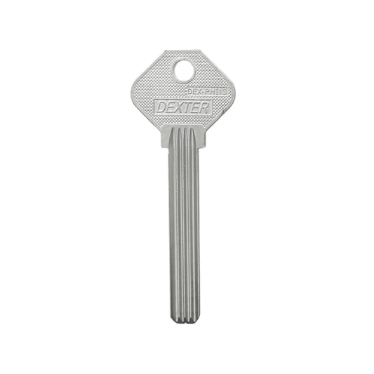 Llave virgen Dexter DEX-PHI13 para cerradura de puntos de alta seguridad acabado niquelado plata