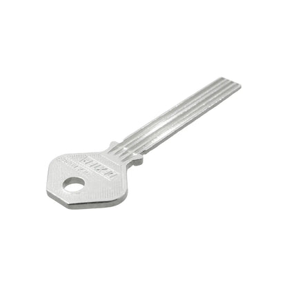 Llave virgen marca Dexter niquelada para duplicado de cerraduras y cilindros de seguridad.