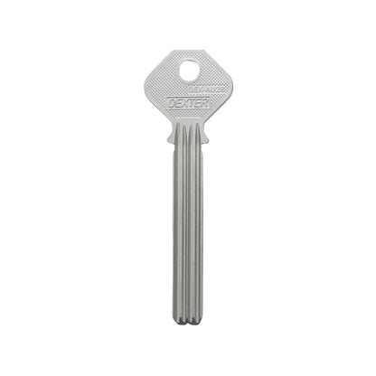 Llave virgen Dexter DEX-AU28 metálica color plata para duplicados de cerraduras y cerrajería residencial