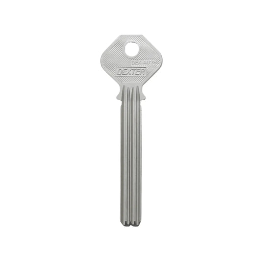 Llave virgen Dexter DEX-AU28 metálica color plata para duplicados de cerraduras y cerrajería residencial