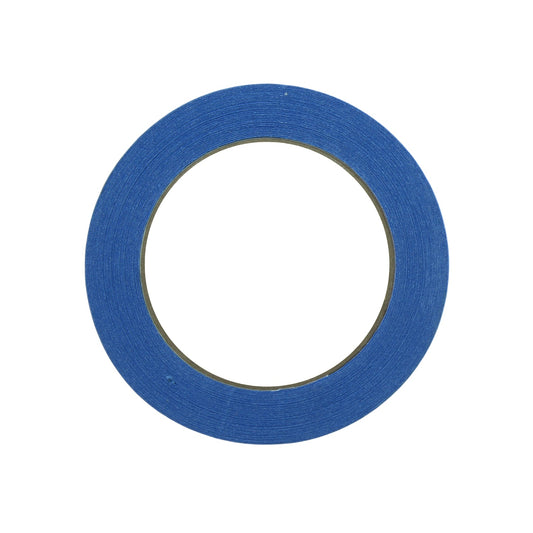 Masking tape azul de alta adherencia, rollo de 24mm x 50m, ideal para trabajos de pintura profesional.