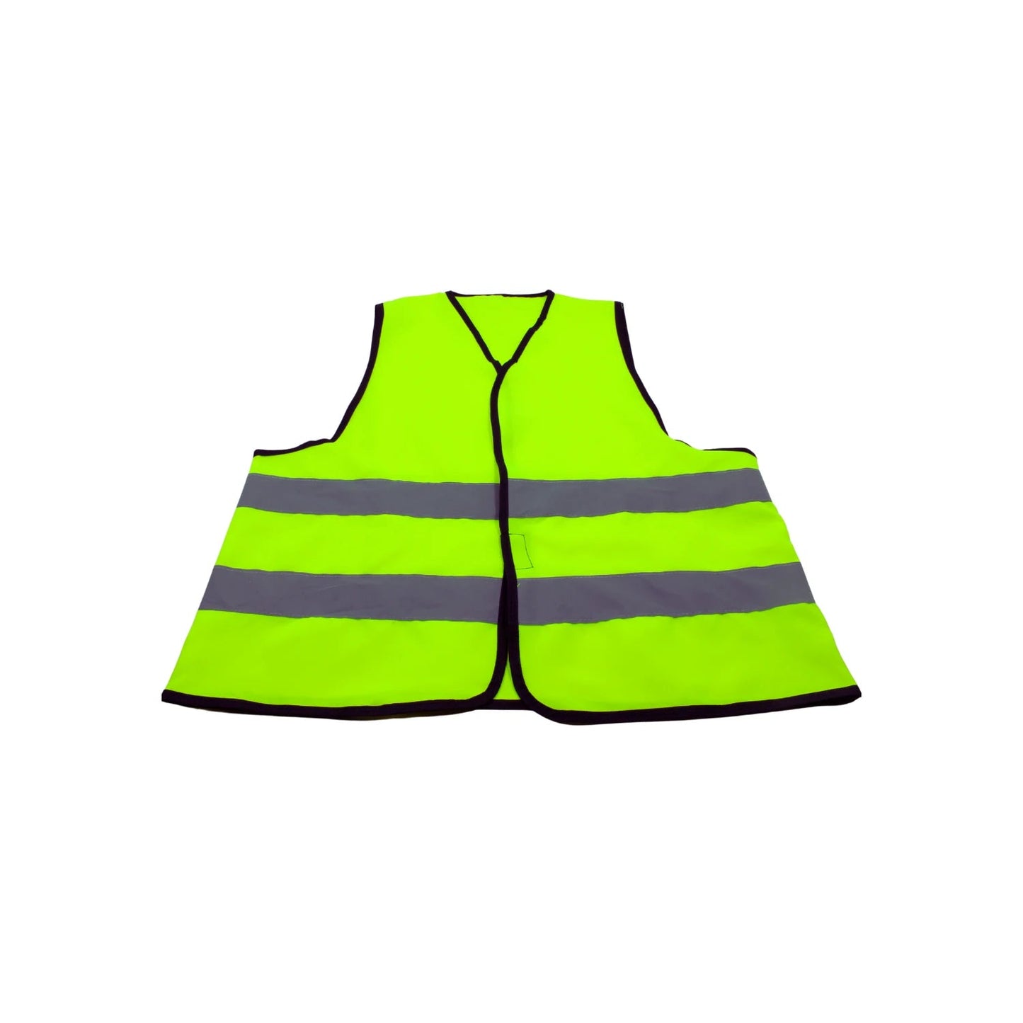 Chaleco de seguridad amarillo fluorescente con dos bandas reflectantes grises para alta visibilidad