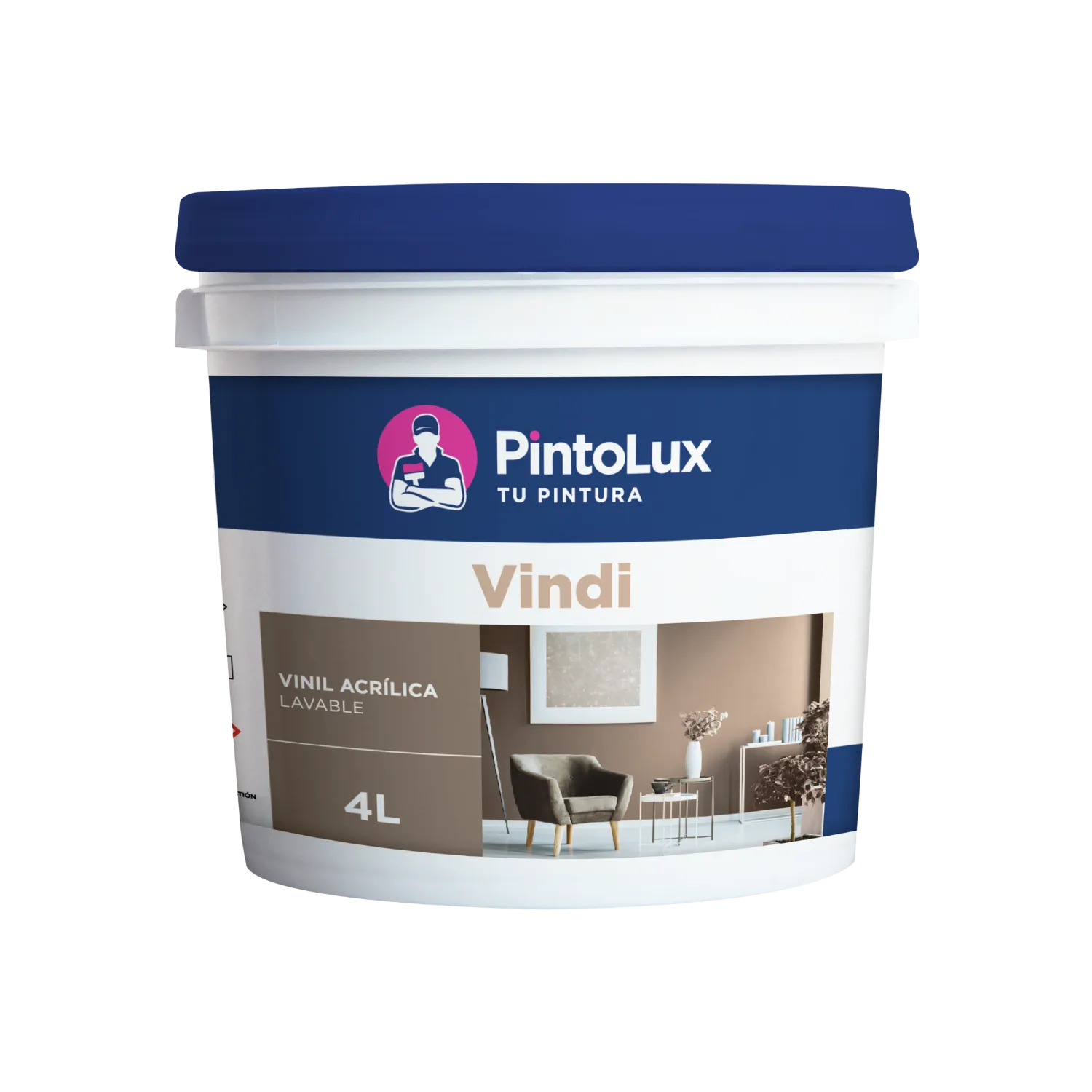 Pintura vinílica acrílica lavable PintoLux Vindi tono arena 4L