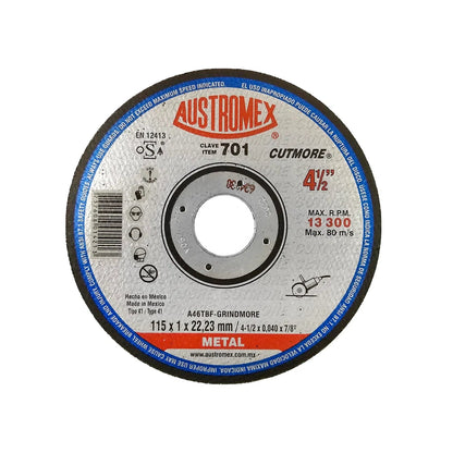 Disco de corte abrasivo Austromex Cutmore 701 para metal 4 1/2 pulgadas (115mm) para amoladora angular