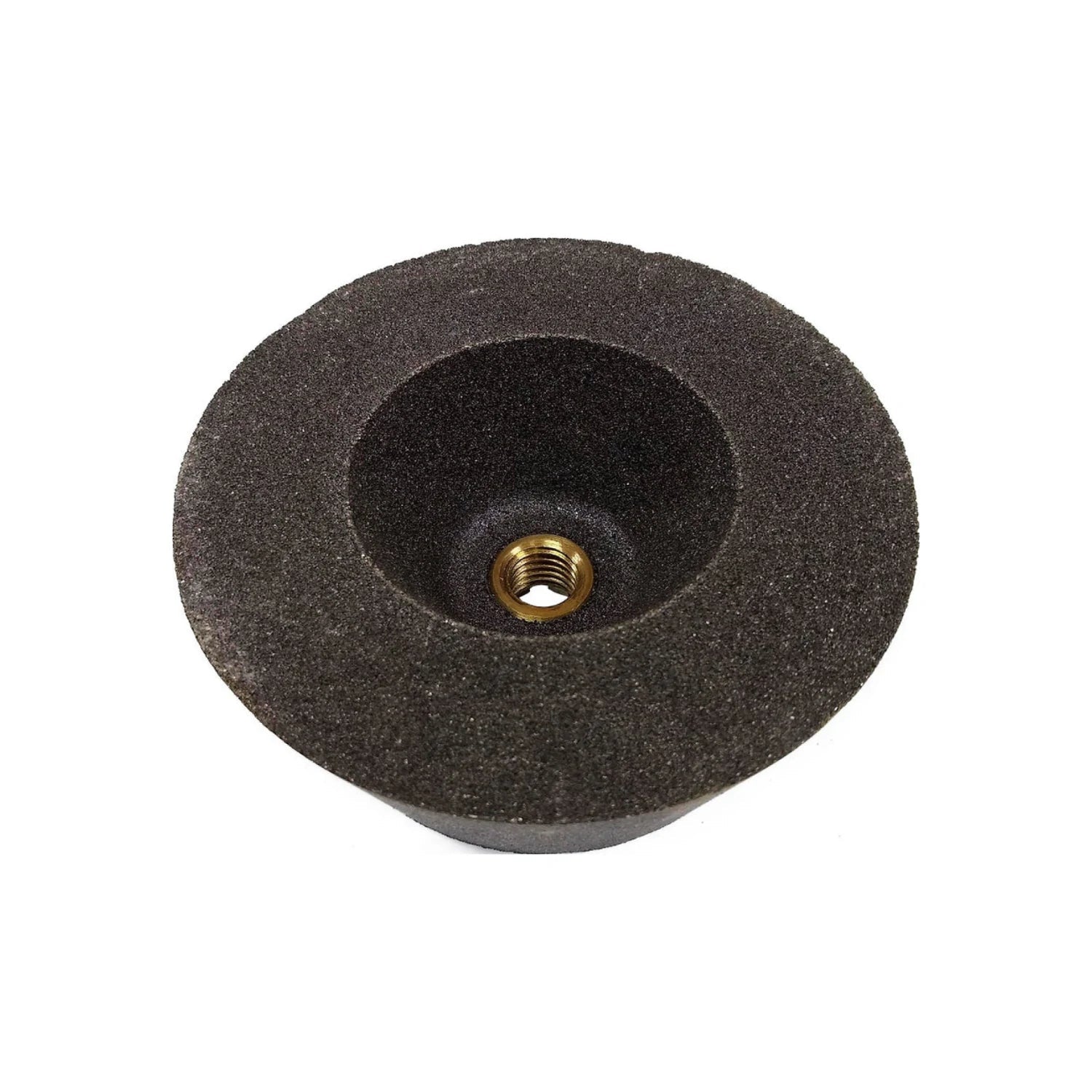 Esmeril de copa abrasivo para desbaste de concreto, grano 36, gris oscuro con inserto roscado.