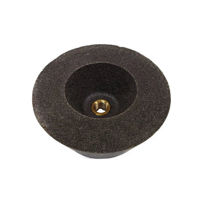 Esmeril de copa abrasivo para desbaste de concreto, grano 36, gris oscuro con inserto roscado.