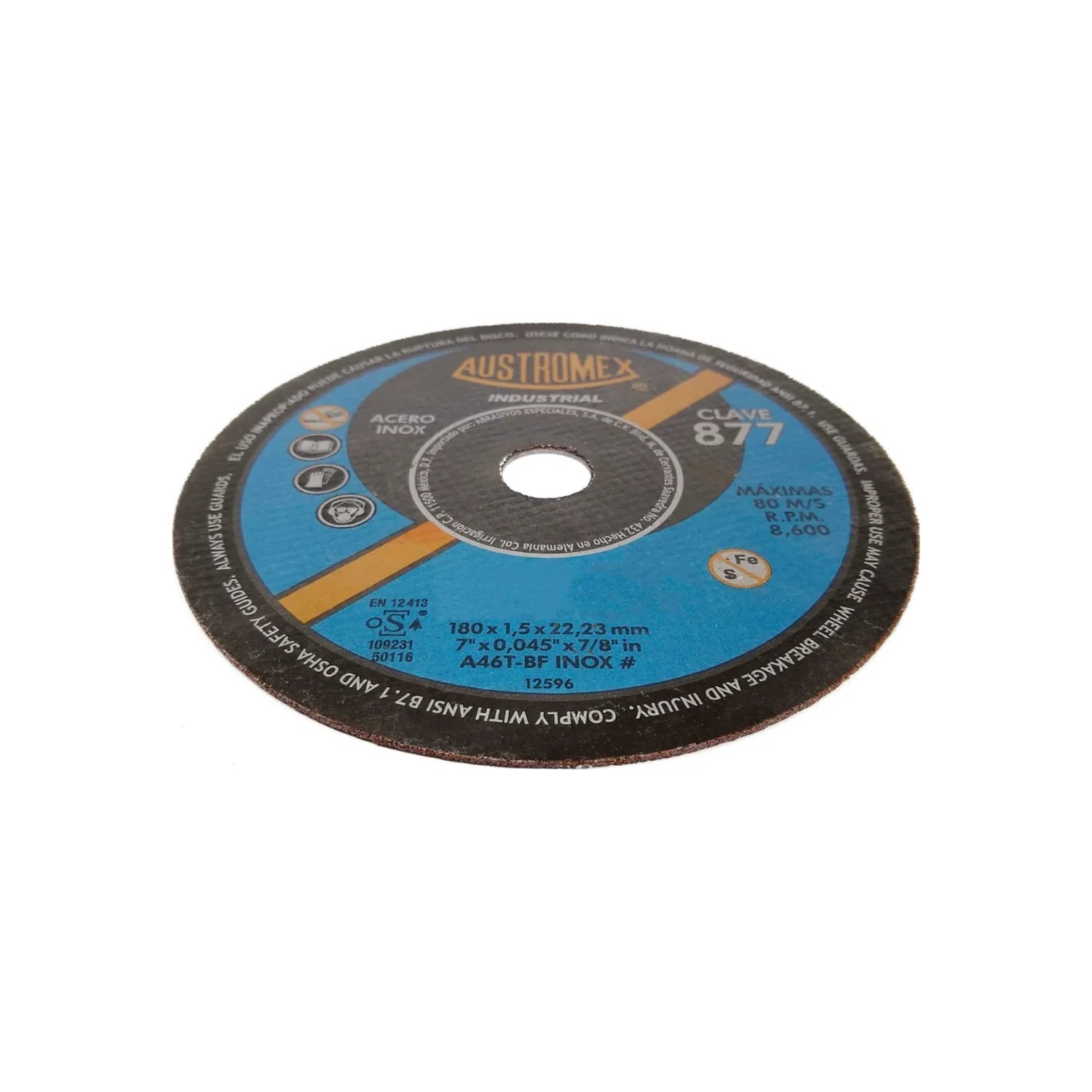 Disco de corte Austromex 877 para metal y acero inoxidable, 7 pulgadas x 0.045 pulgadas