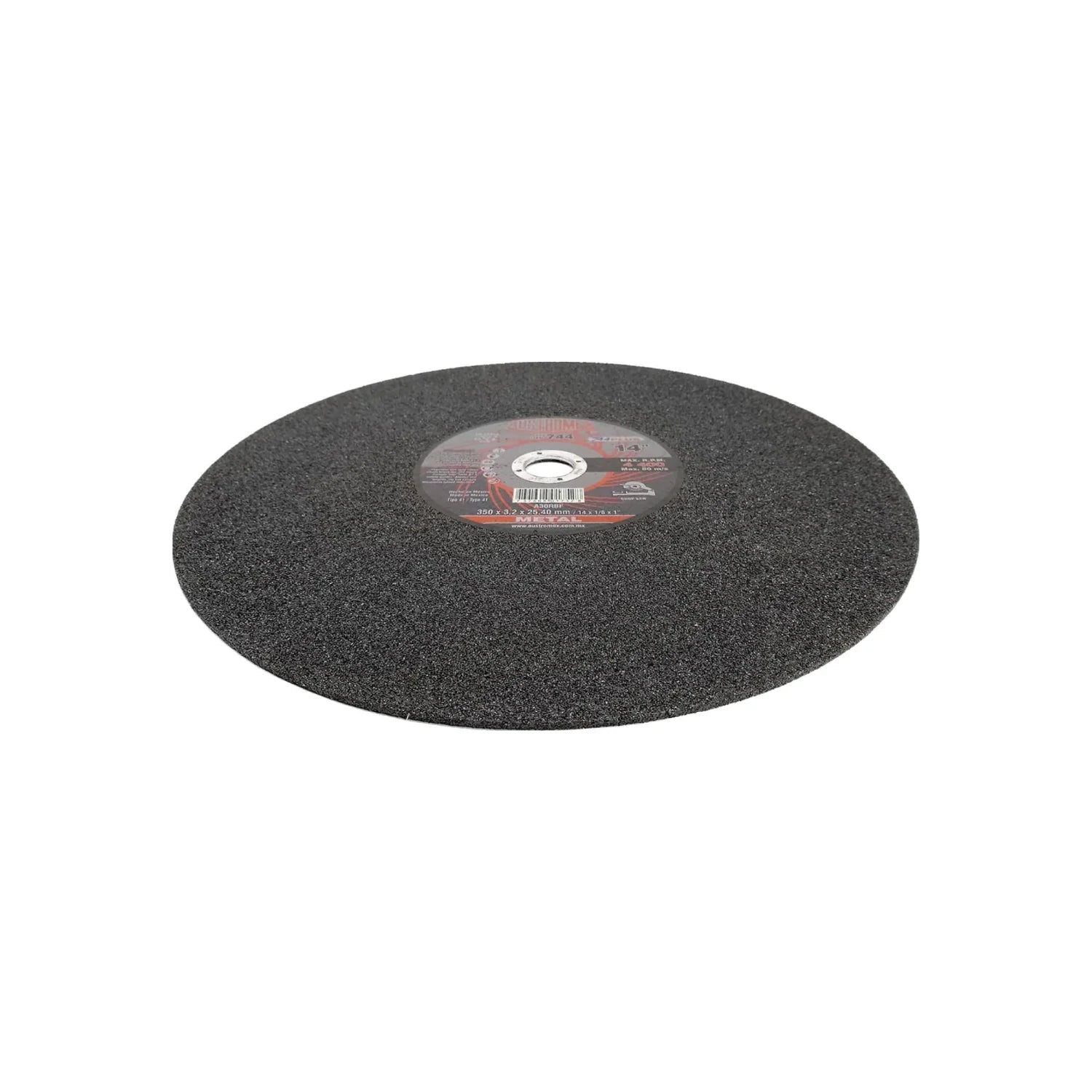 Disco de corte abrasivo Austromex 744 para metal, 14 pulgadas (350mm), gris oscuro