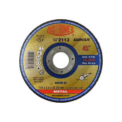Disco de corte para metal Austromex 2113 Easy-Cut 4 1/2 pulgadas (115mm) para esmeriladora