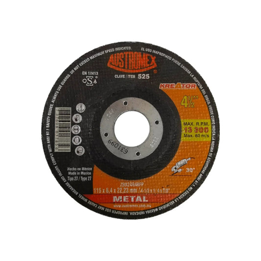 Disco de desbaste para metal Austromex 525, 4 1/2 pulg (115mm), tipo 27 para esmeriladora