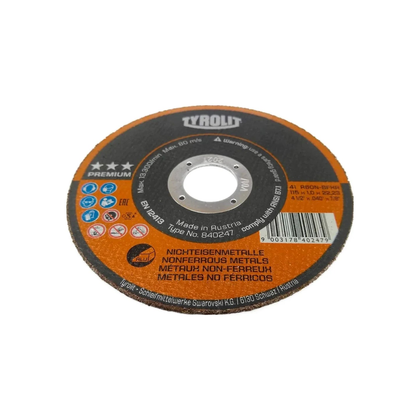 Disco de corte Tyrolit 115x1.0 mm para aluminio y metales no ferrosos Premium para amoladora angular