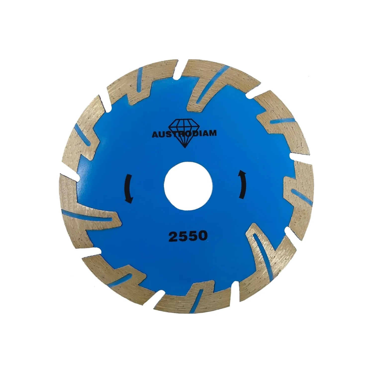 Disco diamantado segmentado azul AUSTRODIAM 2550 para corte de concreto, piedra y materiales de construcción