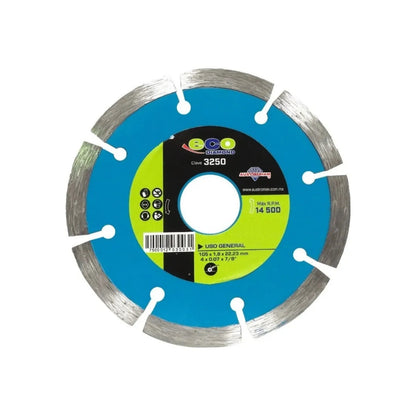 Disco diamantado segmentado Austrodiam ECO 3250 azul 4 pulg. para corte general de materiales duros