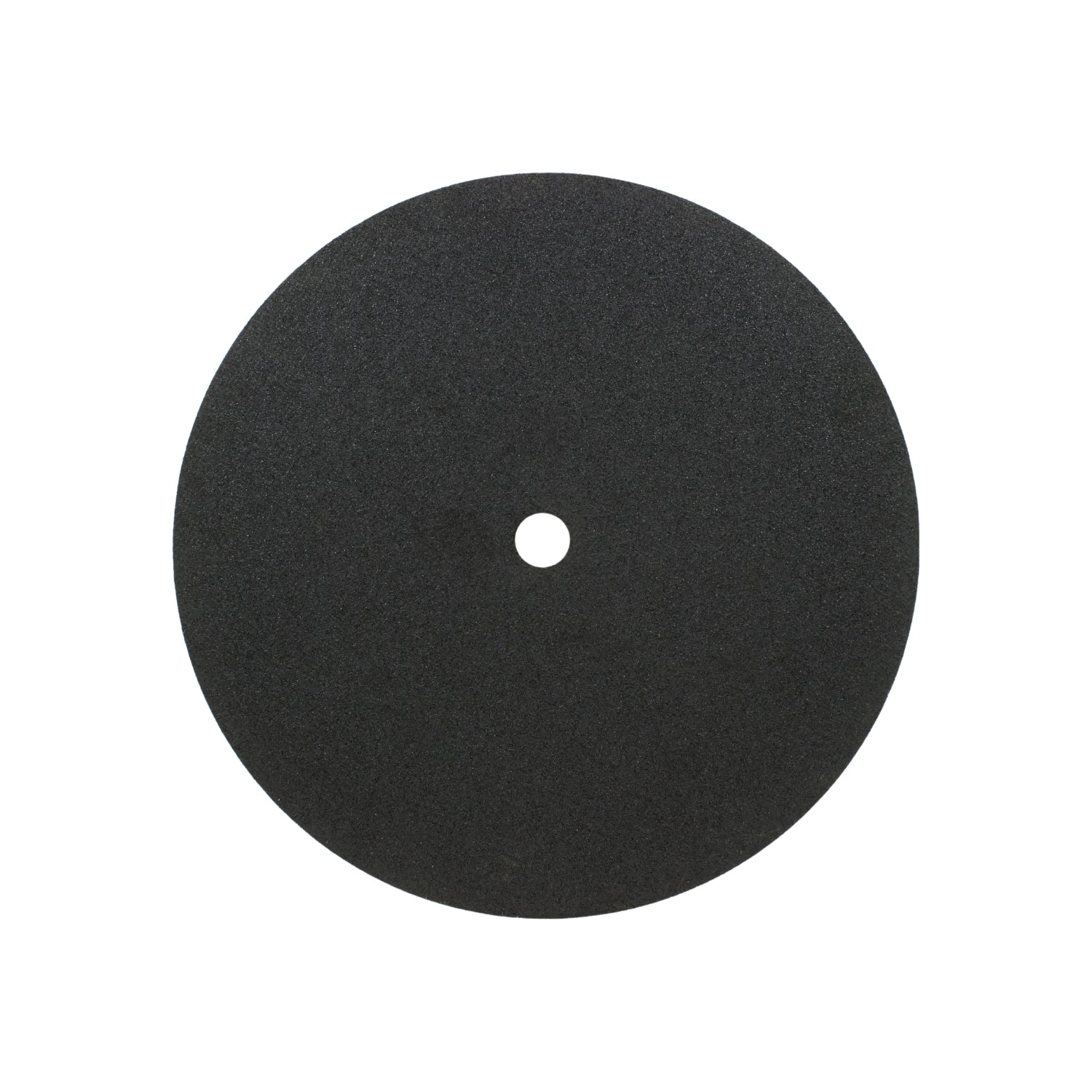 Disco abrasivo de corte para metal, negro, con textura granulada y orificio central
