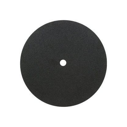 Disco abrasivo de corte para metal, negro, con textura granulada y orificio central