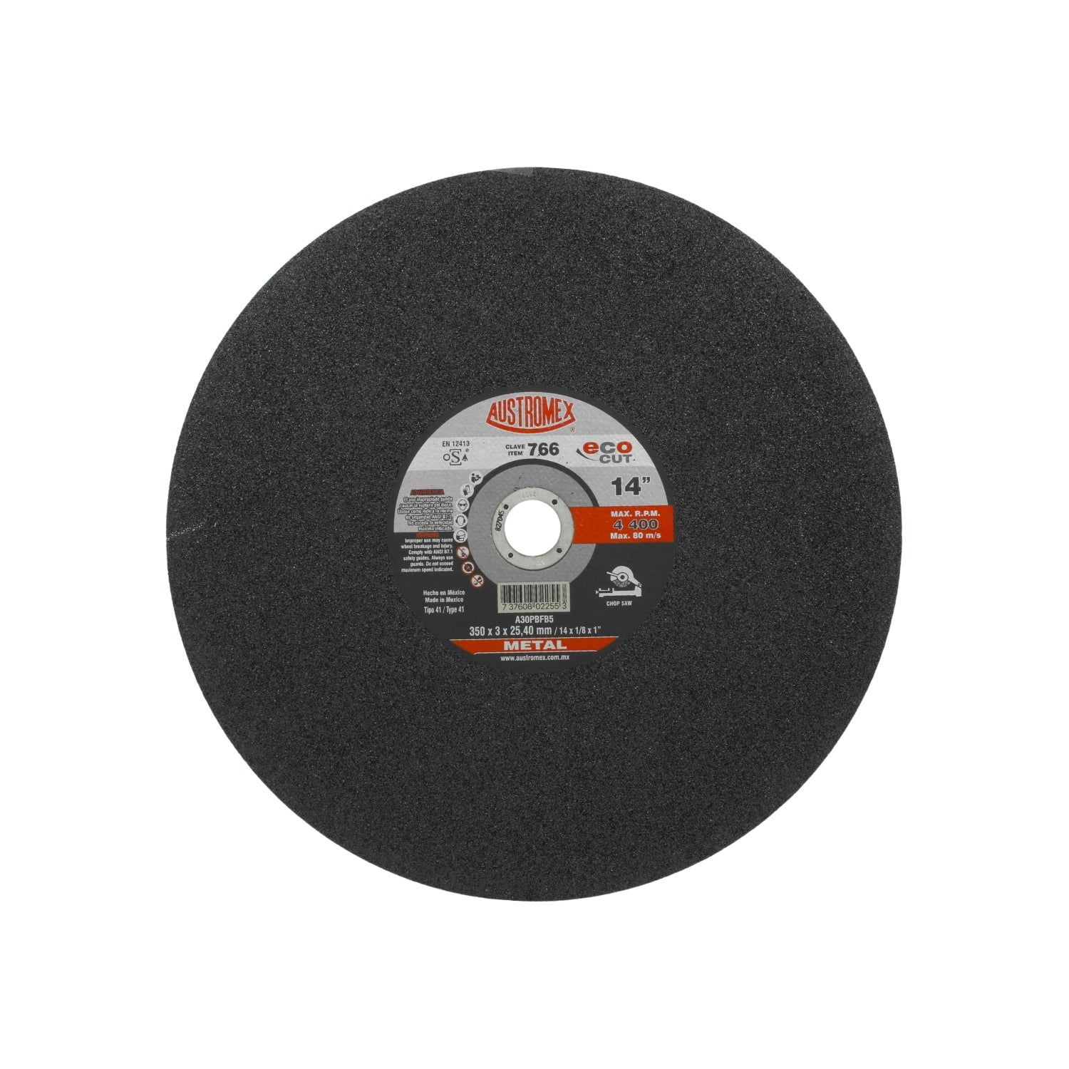 Disco de corte abrasivo Austromex 766 eco CUT para metal 14" (350mm) para sierra cortadora