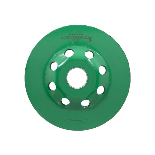 Disco de copa diamantado Austrodiam verde con orificios para desbaste profesional de concreto y piedra