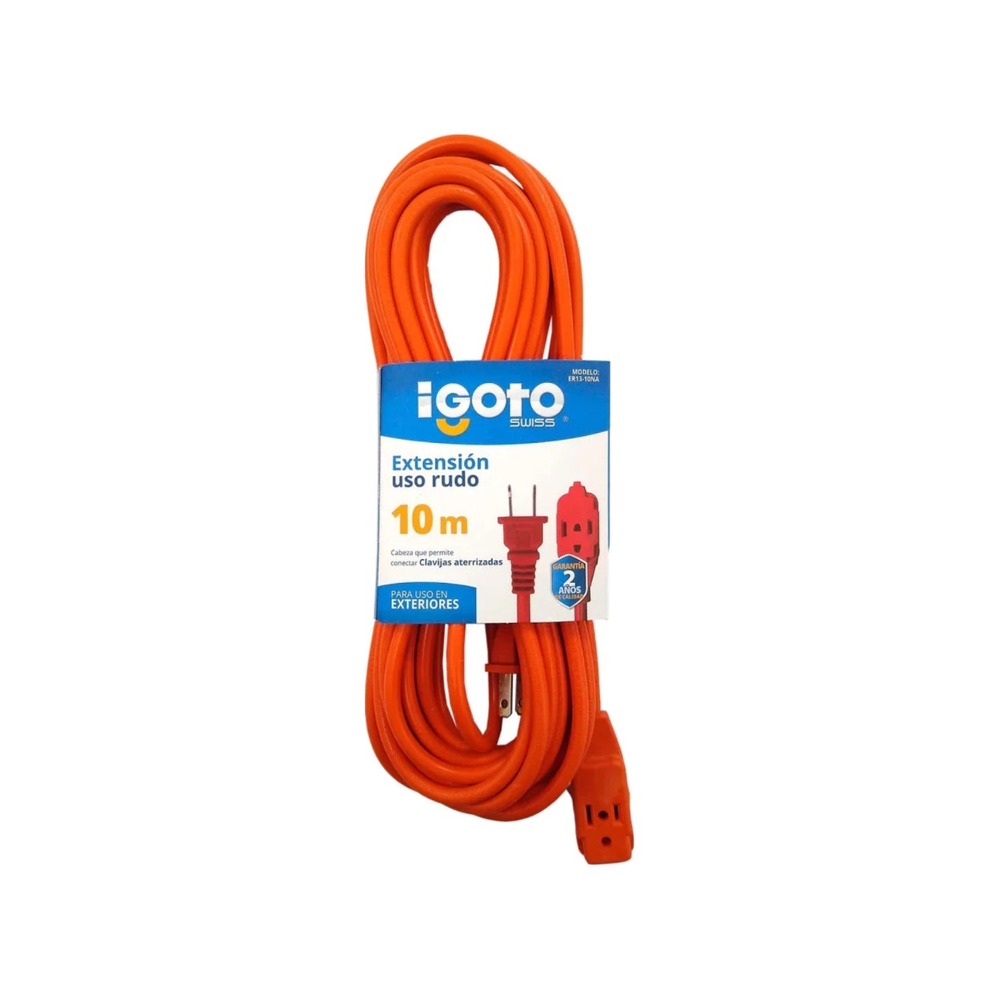 Extensión eléctrica iGoto uso rudo 10 metros naranja para exteriores con conexión a tierra