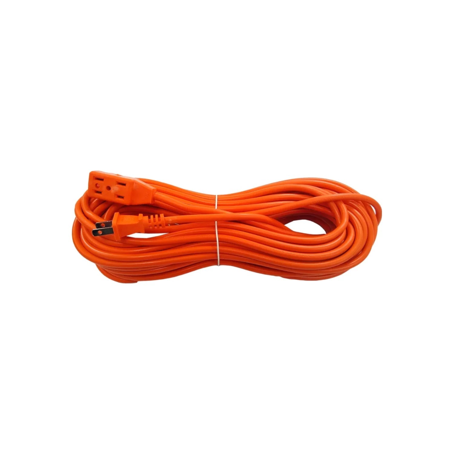 Extensión eléctrica naranja uso rudo 20 metros, enrollada, con clavija y 3 tomas