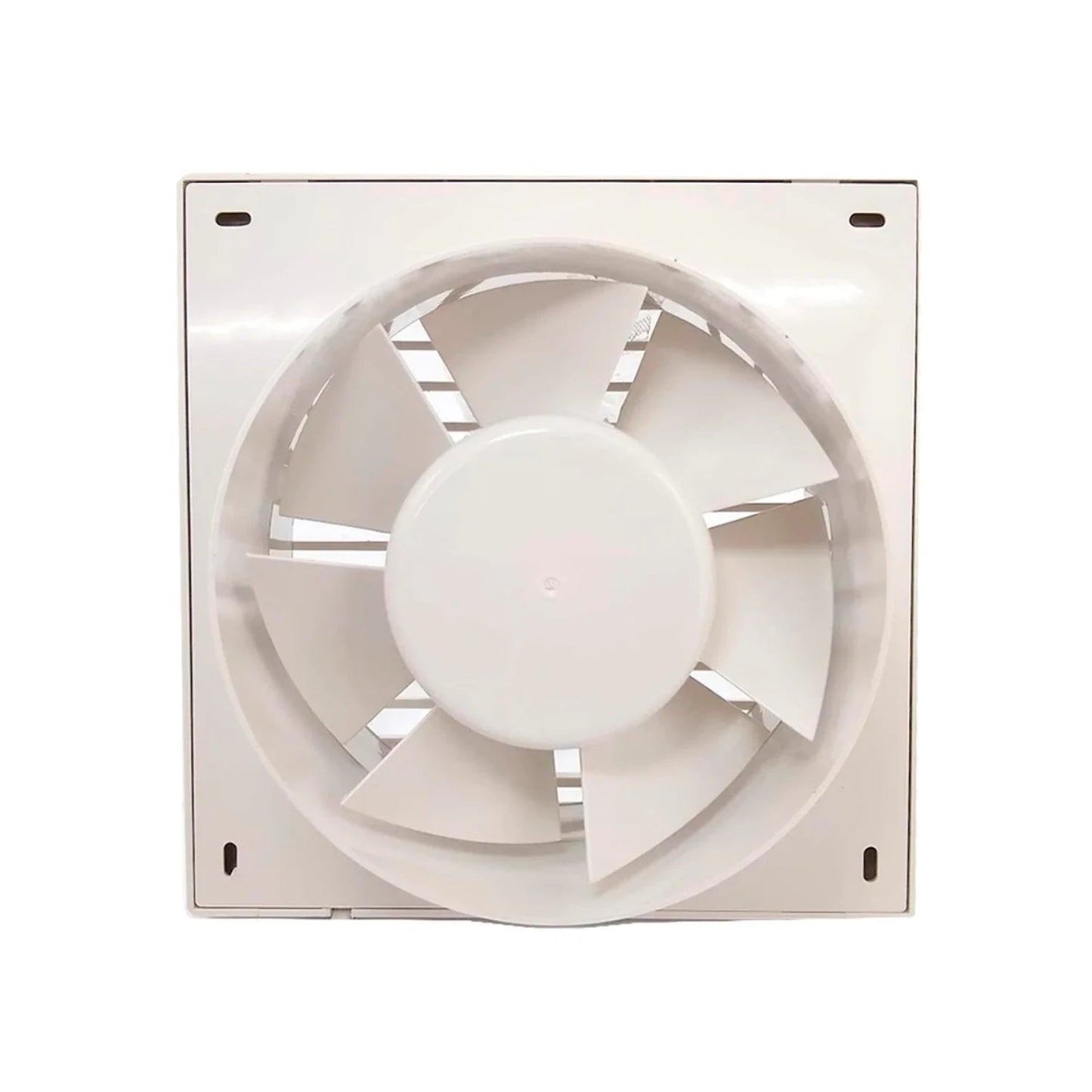 Extractor de aire blanco de 6 pulgadas con 6 aspas y marco cuadrado para ventilación