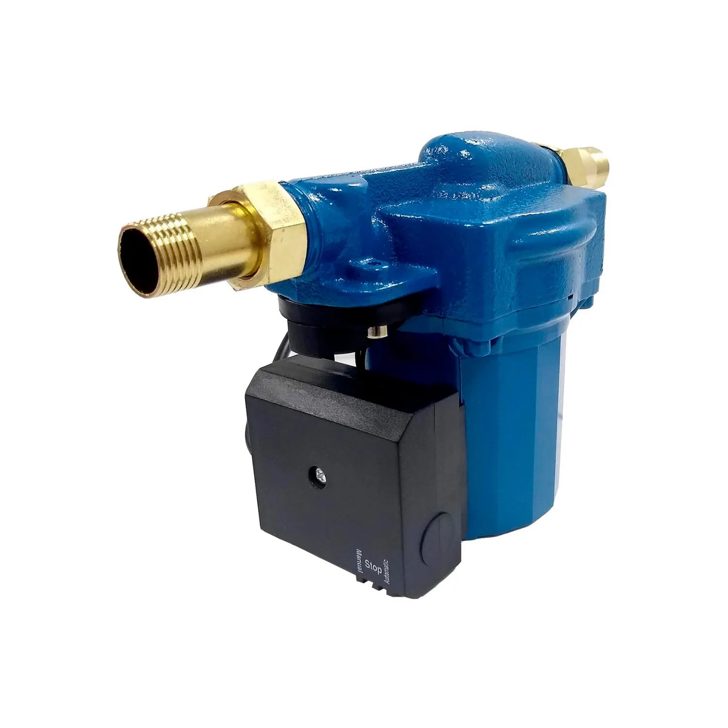 Presurizador de agua azul 1/6 HP con conexiones de latón, control manual/automático para sistemas hidráulicos