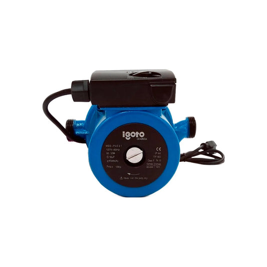 Presurizador de agua Igoto azul 1/3 HP, modelo PAC21, para sistemas domésticos de agua.