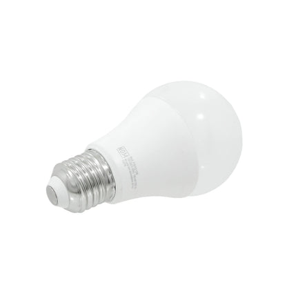 Foco LED blanco 12W luz fría, rosca E27, ideal para ahorro energético e iluminación del hogar.