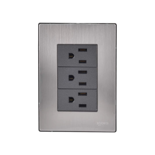 Placa 3 contactos inoxidable oxford Igoto INOX2004